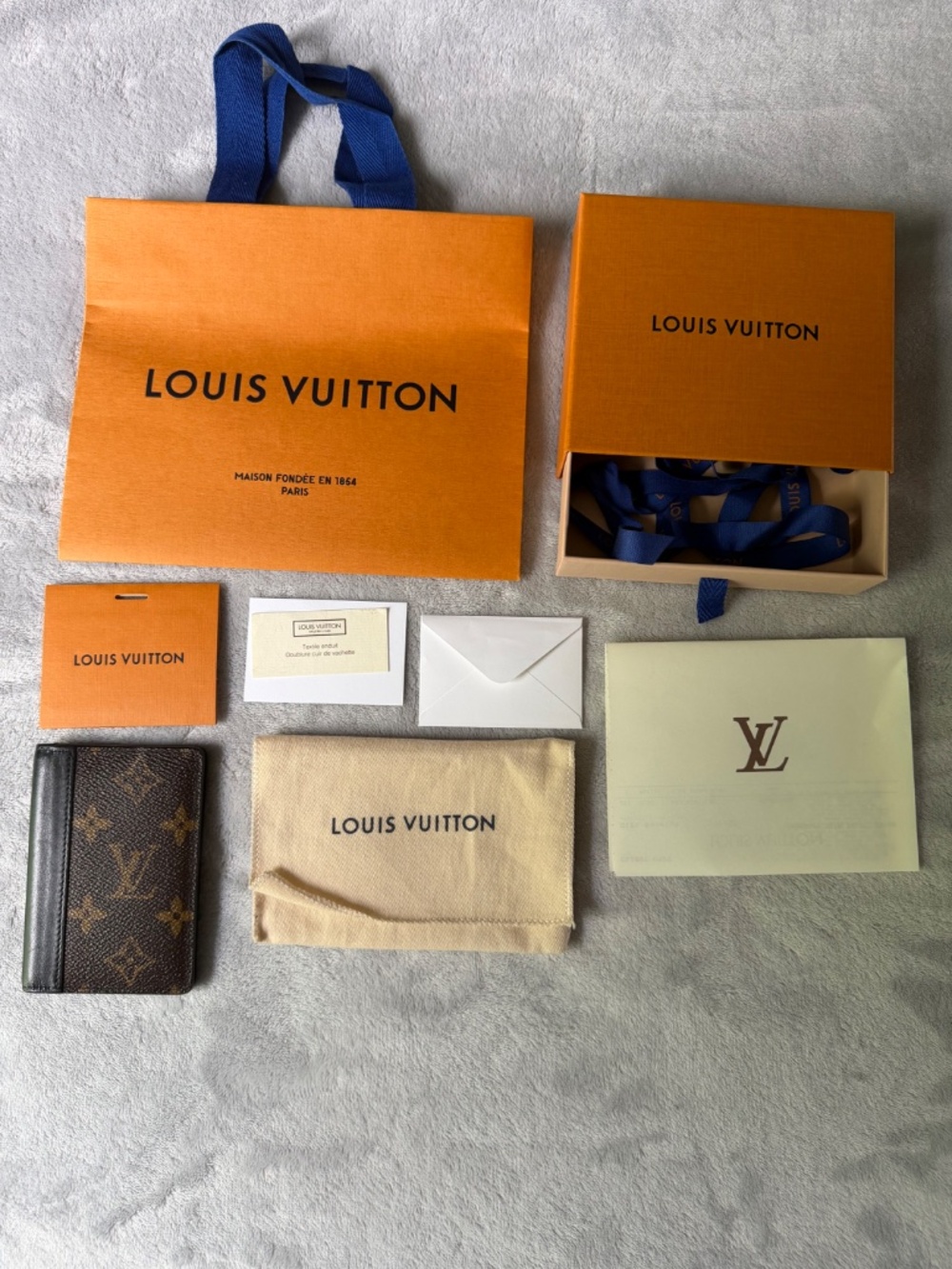 Louis Vuitton Monogram Macassar Pocket Organizer Wallet (Hot-Stamped "R.J")